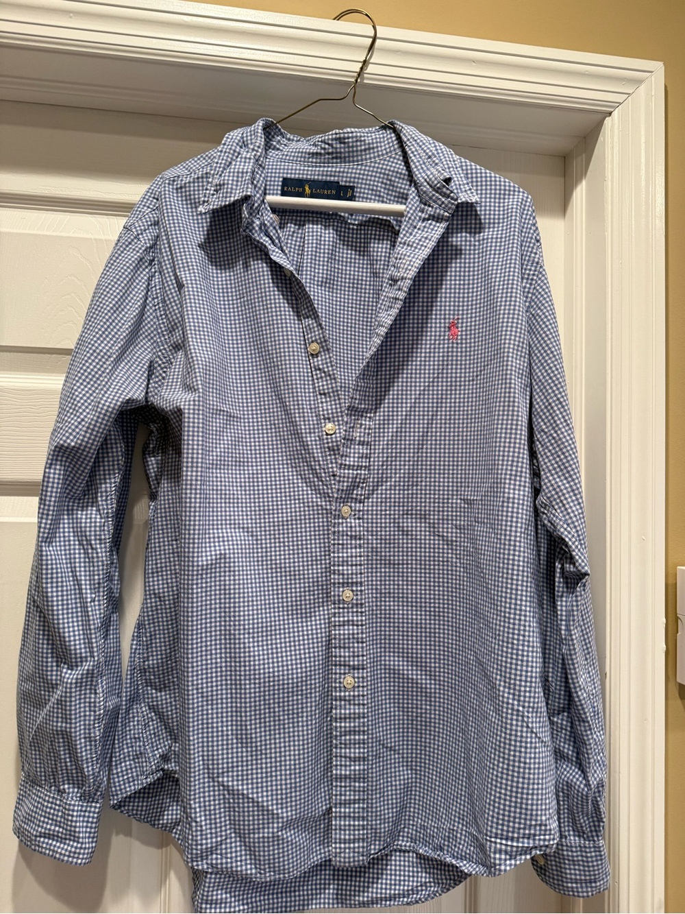 Ralph Lauren Men's Blue Gingham Button-Down Shirt large